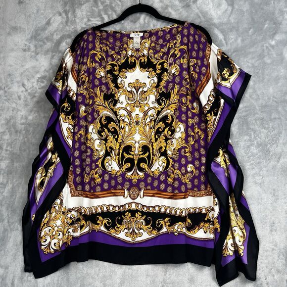 Vintage Cache Womens Y2K Equestrian Scarf Print KimonoTop Size S  Country Office - Picture 2 of 9